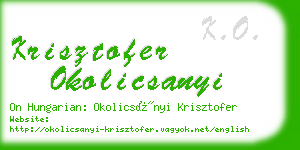 krisztofer okolicsanyi business card